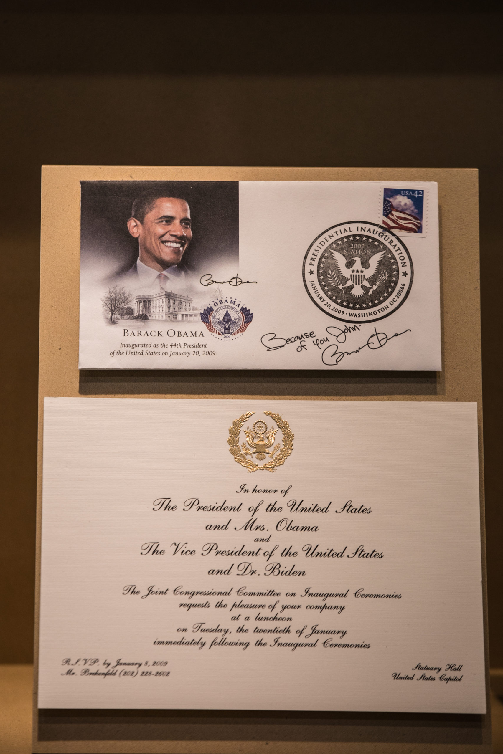 Barack Obama inauguration invitation envelope signed to Congressman John Lewis